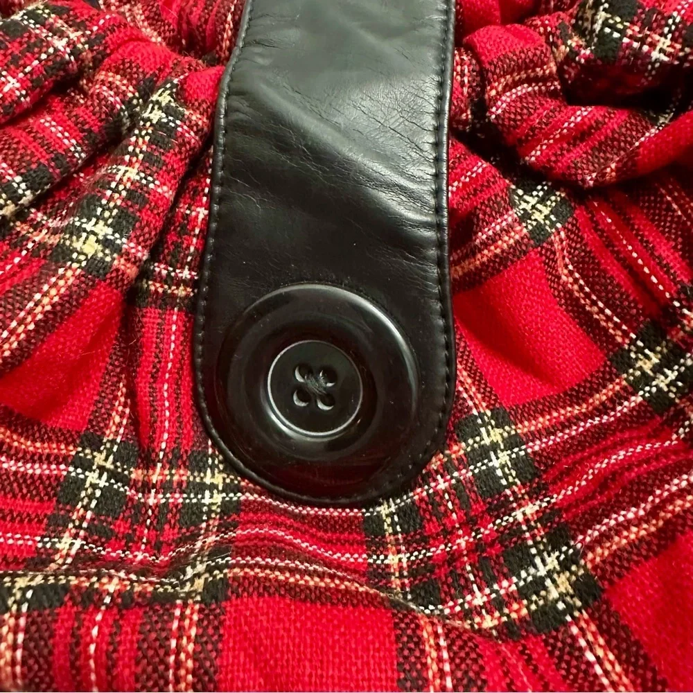 Piper & Blue Large Red Tartan Plaid Slouch Hobo Bag Holiday Christmas Classic